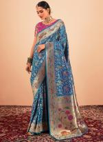 Paithani Silk Sky Blue Festival Wear Weaving Saree